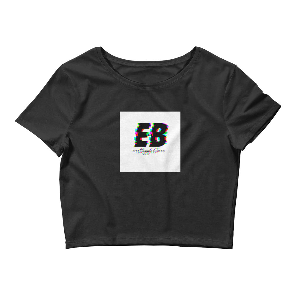 EB Glitched Crop Top - White